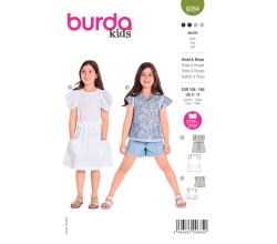Střih Burda 9264 - Dívčí áčkové šaty, halenka