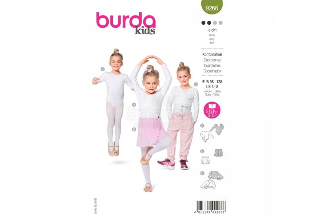 Střih Burda 9266 - Dětský dres na balet, bolerko