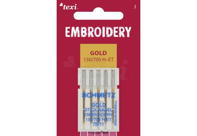 Vyšívací jehly zlaté TEXI EMBROIDERY GOLD 130/705 H-ET 5x75