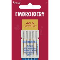 Vyšívací jehly zlaté TEXI EMBROIDERY GOLD 130/705 H-ET 5x90