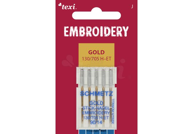 Vyšívací jehly zlaté TEXI EMBROIDERY GOLD 130/705 H-ET 5x90