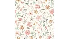 Rib Jersey Digital Print - Flowers, Off White