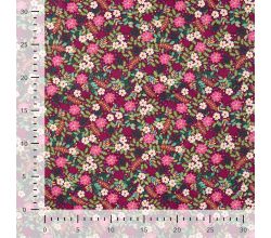 Cotton Poplin Print, Christmas Flowers, Cyclam