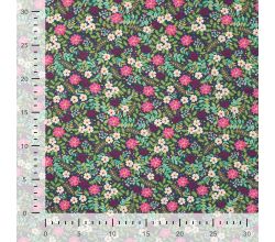 Cotton Poplin Print, Christmas Flowers, Army