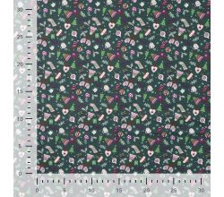 Cotton Poplin Print, Christmas Elements, Army