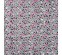 Cotton Poplin Print, Christmas Elements, Mid Grey