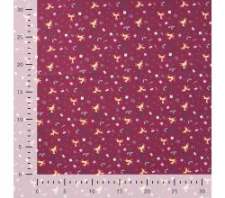 Cotton Poplin Print, Reindeer, Cyclam