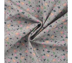 Cotton Poplin Print, Reindeer, Mid Grey