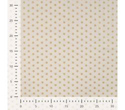 Cotton Poplin Foil Print, Stars Big, Ecru