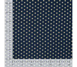 Cotton Poplin Foil Print, Stars Big, Navy