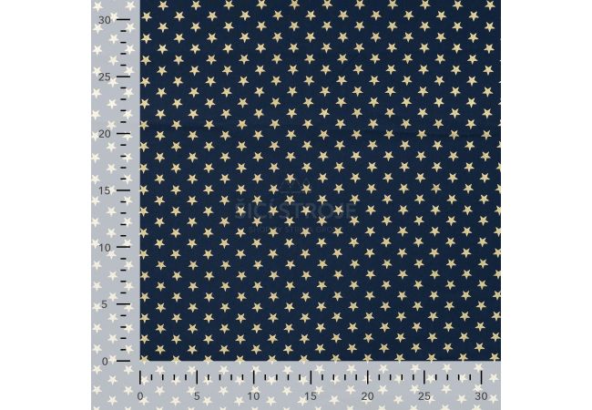 Cotton Poplin Foil Print - Stars Big, Navy
