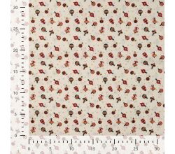 Cotton Poplin Foil Print, Ornaments, Ecru
