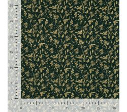 Cotton Poplin Foil Print, Holly Foil, Army