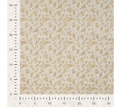 Cotton Poplin Foil Print, Holly Foil, Ecru