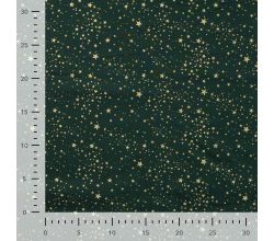 Cotton Poplin Foil Print, Small Stars, Army