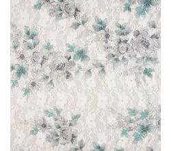 Lace With Embroidery, Ecru/Grey/Mint