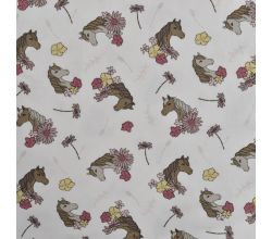 Cotton/EA Jersey Print, Horses, Off White