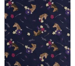 Cotton/EA Jersey Print, Horses, Navy