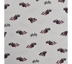 Cotton/EA Jersey Print, Race Cars, Off White