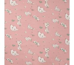 Cotton/EA Jersey Print, Patchwork Animals, Old Rose