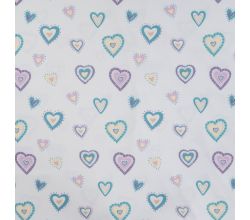 Cotton/EA Jersey Print, Hearts, Off White