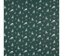 Cotton Poplin Print, Deer, Green