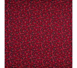 Cotton Poplin Print, Ilex, Deep Red