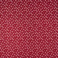 Cotton Poplin Print - Full Small Leaves, Deep Red