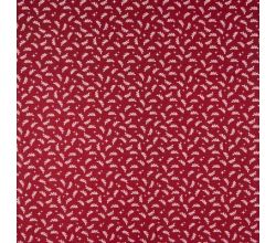 Cotton Poplin Print, Full Small Leaves, Deep Red