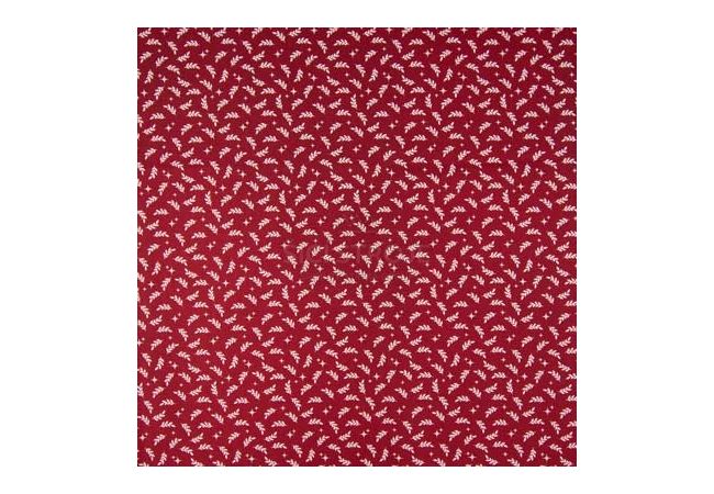 Cotton Poplin Print - Full Small Leaves, Deep Red