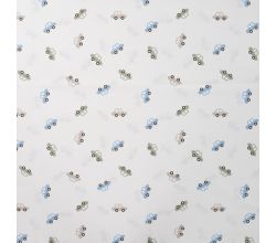 Cotton Poplin Print, Cars, Ecru