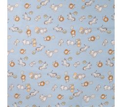 Cotton Poplin Print, Hello Little One, Baby Blue