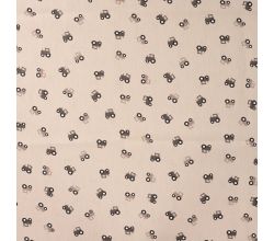 Cotton Poplin Print, Tractor, Sand