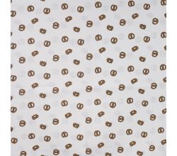 Cotton Poplin Print, Pretzels, Ecru