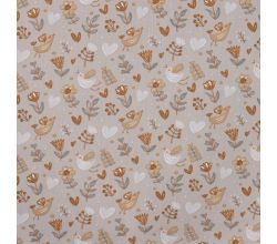 Cotton Poplin Print, Birds, Sand