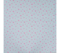 Cotton Poplin Print, Little Hearts, Baby Blue