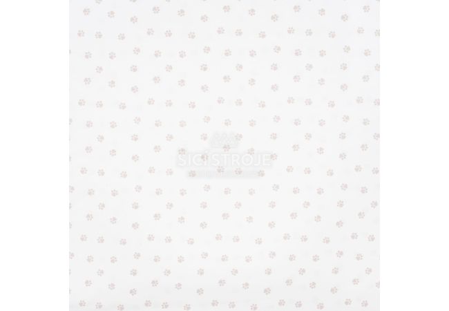 Cotton Poplin Print - Mini Paws, Ecru
