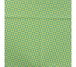 Cotton Poplin Print&Coated, Retro Abstract Flowers, Emerald