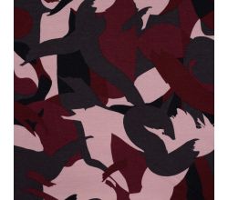 French Terry Brushed Print, Swipes, Mauve Dark Red