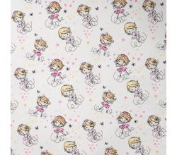 French Terry Print, Princess, Ecru