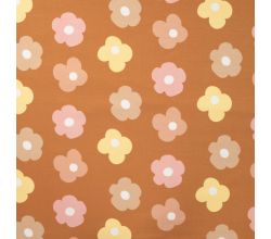 French Terry Print, Flowers, Caramel