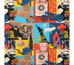 French Terry Print Brushed, USA, Denim