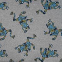 French Terry Digital Print - Frogs, Light Grey Melange