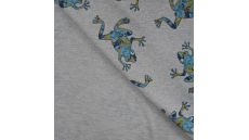 French Terry Digital Print - Frogs, Light Grey Melange