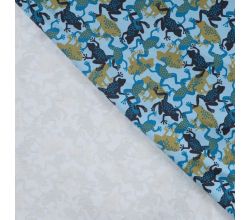 French Terry Print, Frogs, Denim