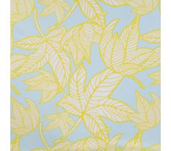 French Terry Print, Neon Leaves, Baby Blue