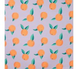 French Terry Print, Oranges, Dusty Lilac