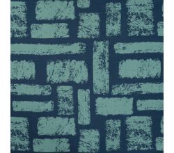French Terry Print, Abstract Strokes, Denim