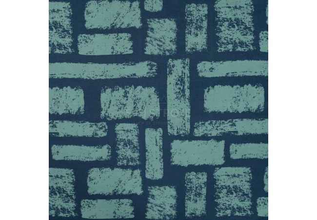 French Terry Print - Abstract Strokes, Denim