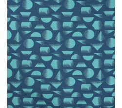 French Terry Print, Abstract Shapes, Denim